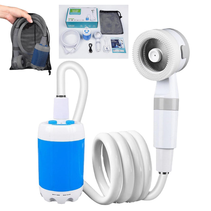 Yuehuam Portable Camping Shower Outdoor Camp Shower Pump with Rechargeable Battery, Electric Shower Pump with Intelligent Digital Display Multiple Spray Modes for Camping, Hiking, Traveling,RV Without Rinsing Nozzle