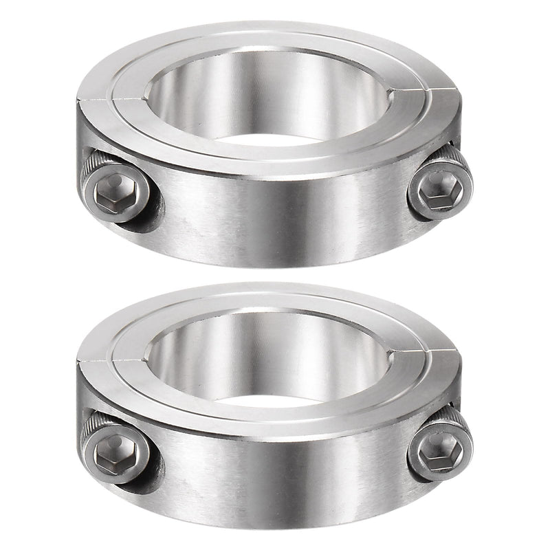 HARFINGTON 2pcs Shaft Collar for 1-5/8" Rod 2-5/8" OD 11/16" Width 304 Stainless Steel Double Split Axle Clamp-On Collar with Set Screw 1-5/8" Bore