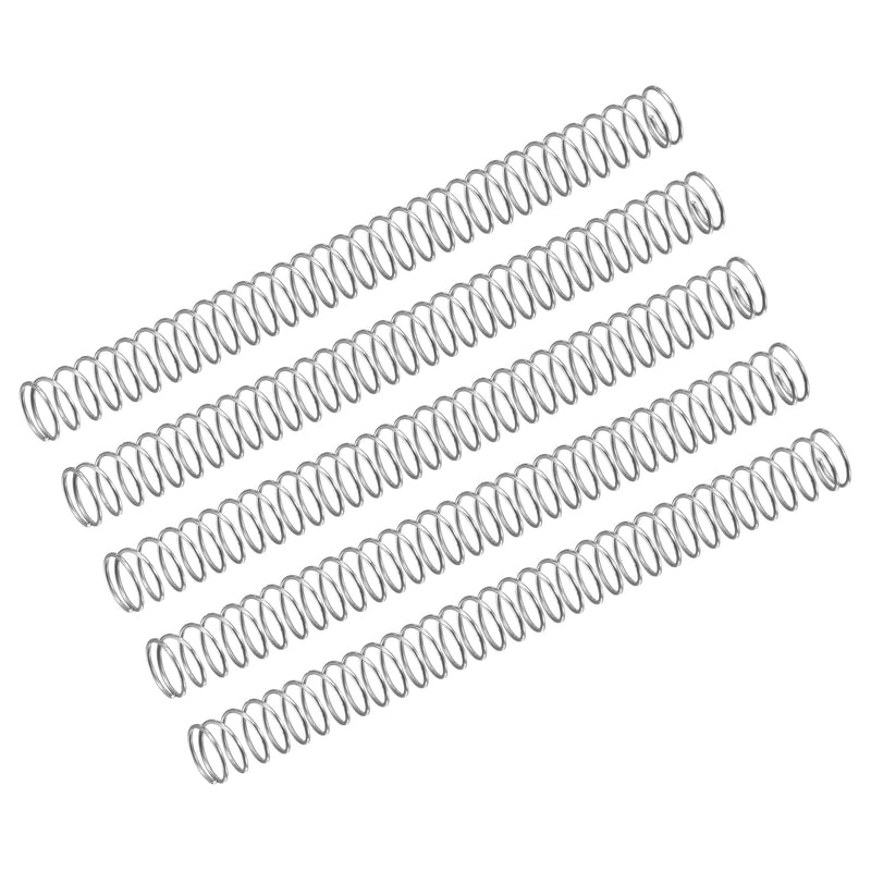 uxcell Compression Spring, 5Pcs 304 Stainless Steel, 4mm OD, 0.2mm Wire Size, 50mm Free Length, Silver Tone 0.2mmx4mmx50mm