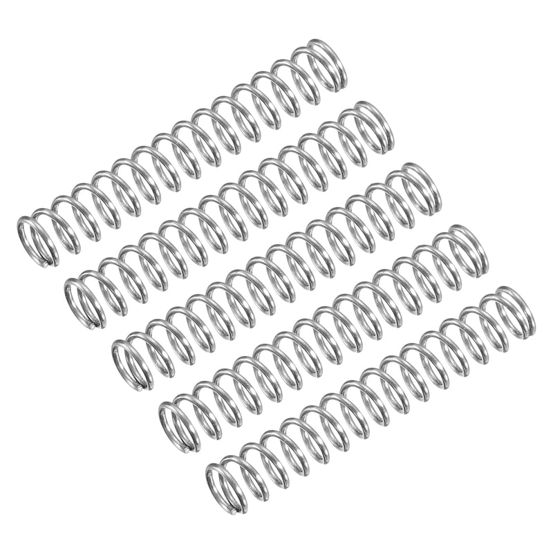 uxcell Compression Spring, 5Pcs 304 Stainless Steel, 4mm OD, 0.5mm Wire Size, 25mm Free Length, Silver Tone 0.5mmx4mmx25mm