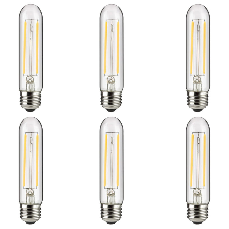 Sunlite 41790 LED Edison T10/T30 Tubular Light Bulb, 2 Watts (25W Equivalent), 160 Lumens, Medium E26 Base, 120 Volts, Dimmable, 90 CRI, UL Listed, Clear, 2700K Soft White, 6 Pack