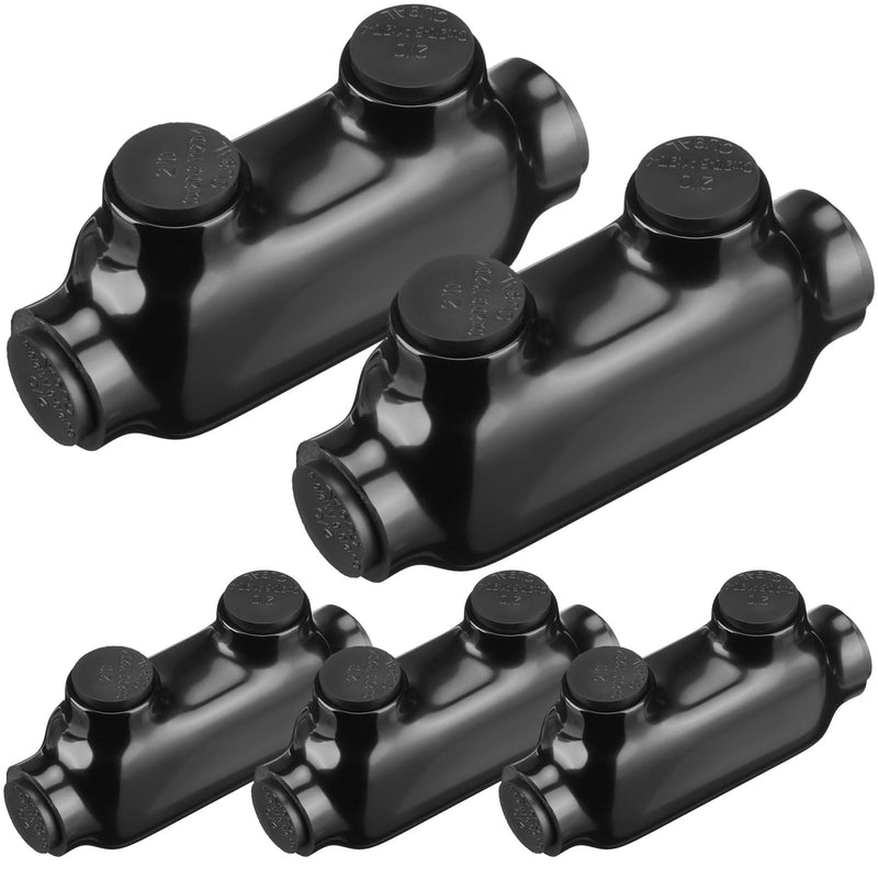 5 Pcs Insulated Wire Connectors Black Splice Connector 2 Ports Multi Cable Soldering Lugs Double Side Entry Cable Splicers with Oxide Inhibitor (2/0-6 Wire Range) 2/0-6 Wire Range 5
