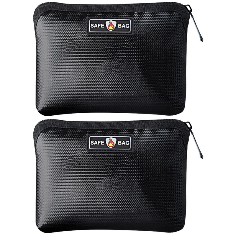 DOITOOL Fireproof Lithium Battery Bag with Zipper Fireproof Money Pouch for Cash Passport and Keys Safe Bag Set of 2 for Home and Travel