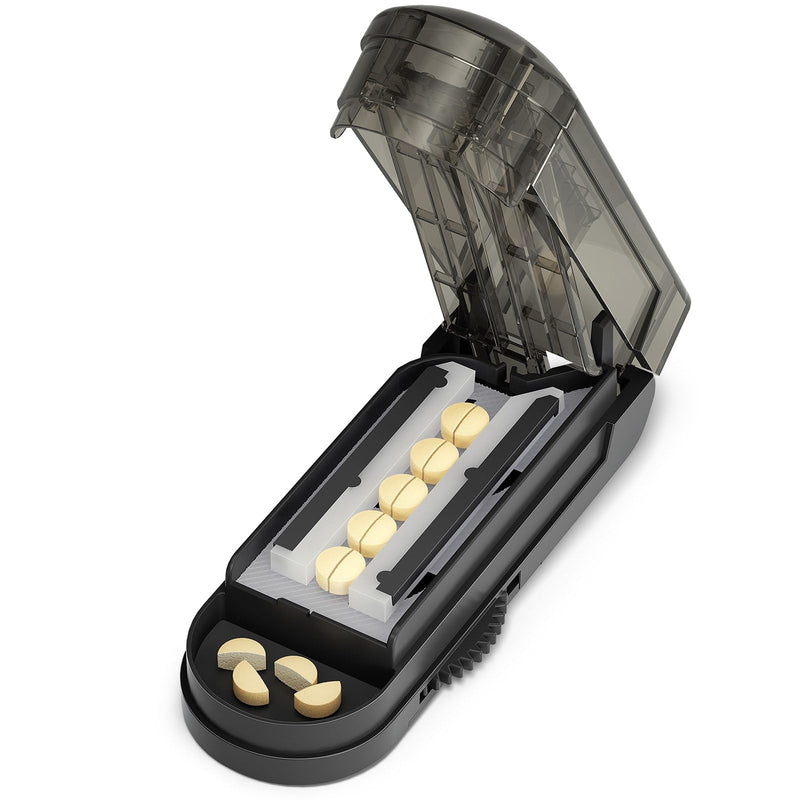 ONE PIX Pill Cutter Splitter for Small and Tiny Pills, Professional Adjustable Pill Cutter with Hidden Stainless Steel Blade, Safely Cuts Multiple Pills at Once, Grey 1 PCS