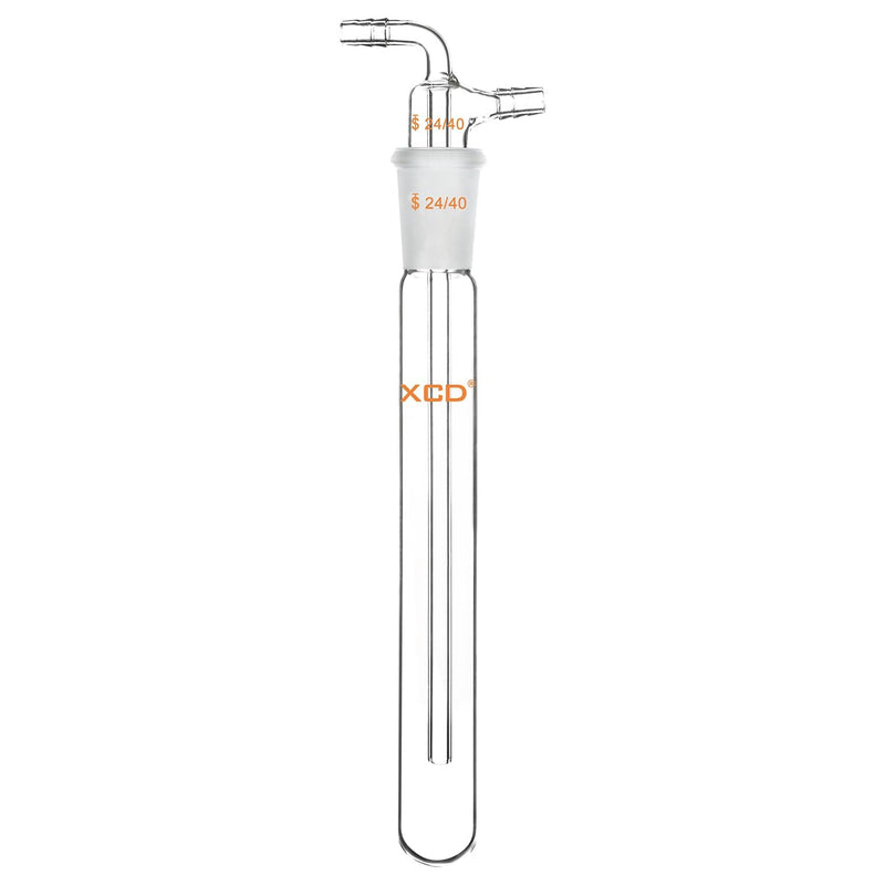 XCD Glass Vacuum Cold Trap, Lab Vacuum Cold Trap with 10mm Serrated Hose, 200 mm Length Below The 24/40 Joint