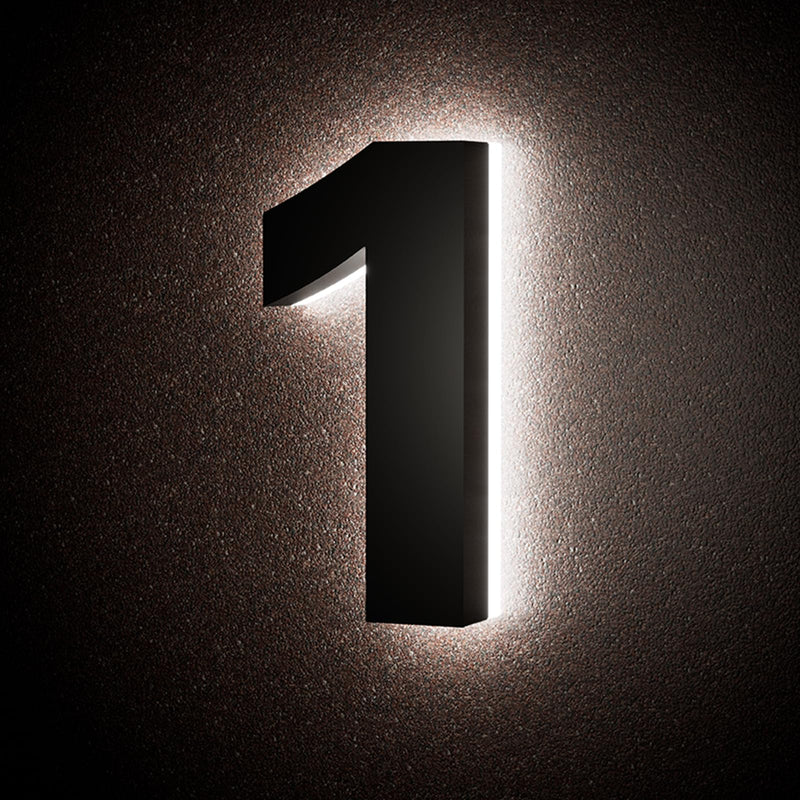 5 Inch Backlit LED House Numbers for Outside, Stainless Steel Floating Home Address Number, Large Modern House Numbers for Yard, Street, Durable Matte Black Finish, Waterproof 5IN-1-Black 5 inch