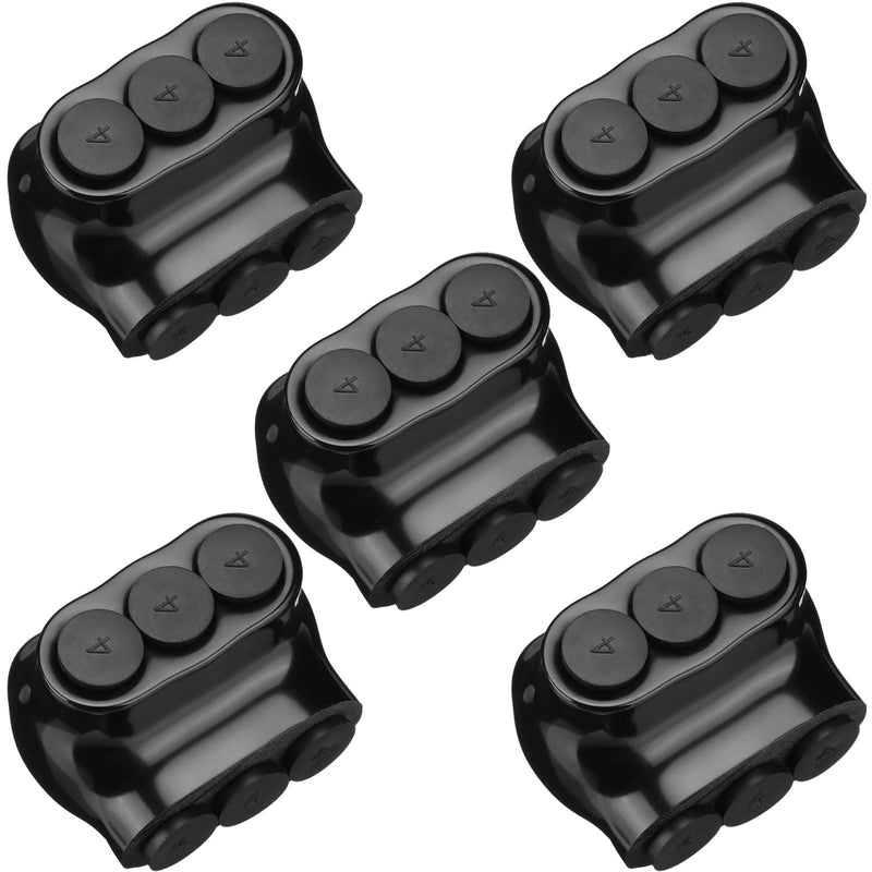 Kanayu 5 Pcs Black Insulated Multi Cable Connector, 3 Ports Electric Wire Connectors and Soldering Lugs, Single Side Entry Cable Splicers, with Oxide Inhibitor (14-4AWG Range,1.57" x 1.26") 14-4AWG Range, 1.57" x 1.26"