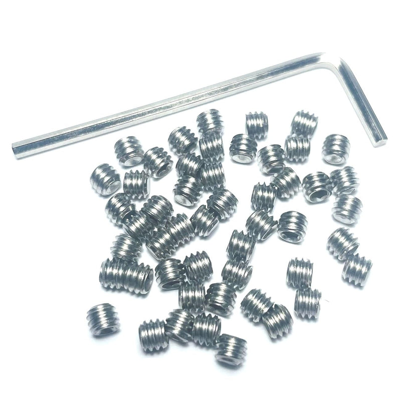 50pcs Set Screws 8-32 x 1/8 inch 304 Stainless Steel Allen Head Hex Hexagon Socket Set Screws with 5/64 Allen Wrench,Set Grub Screws Hex Allen Head Socket Set Screws.(1/8" Length)