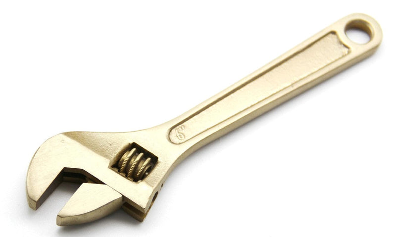 TMAX Non-Sparking 6 inch (150mm) Adjustable Wrench Aluminum-Bronze Non Spark, Jaw Capacity: 11/16" (18mm), Spark Free Safety, Non-Magnetic, Corrosion-Resistant 150 mm