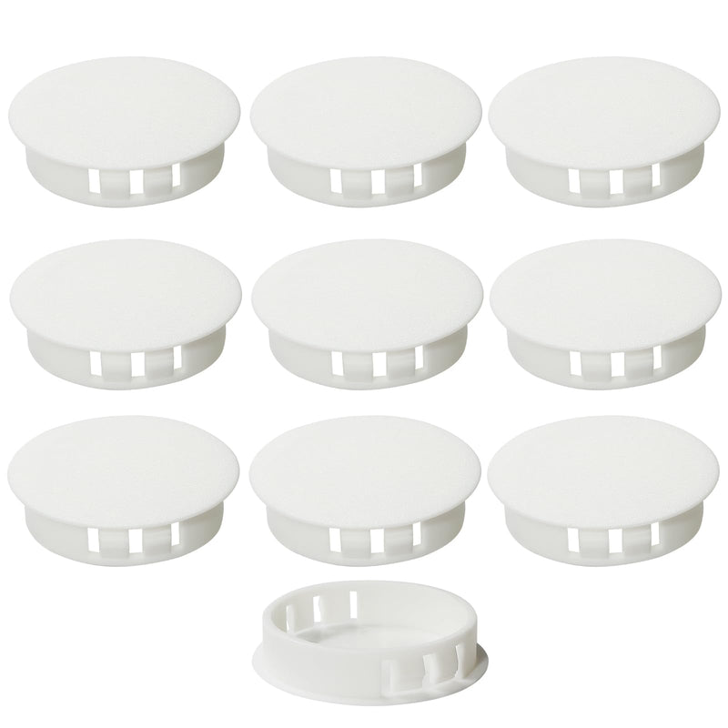 10pcs Plastic Hole Plugs, Snap in Locking Hole Tube Circular Locking Fastener Cover, Insert End Caps for Furniture Fencing Post Pipe - 40mm, White 40mm | 1-9/16" 10