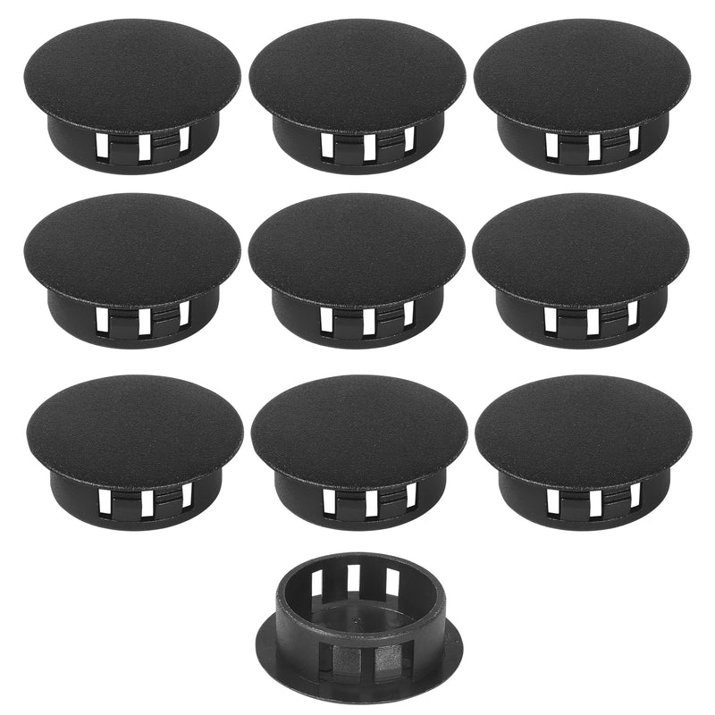 10pcs Plastic Hole Plugs, Snap in Locking Hole Tube Circular Locking Fastener Cover, Insert End Caps for Furniture Fencing Post Pipe - 28mm, Black 28mm | 1-1/8" 10