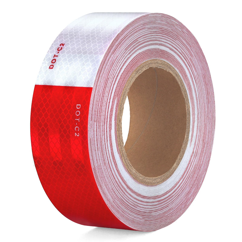 UIOCSSC DOT-C2 Reflective Tape 2 Inch x 30 Feet Red White Conspicuity Safety Reflective Tape Outdoor Waterproof for Vehicles Trailers Boats Signs 2 IN x 30 FT