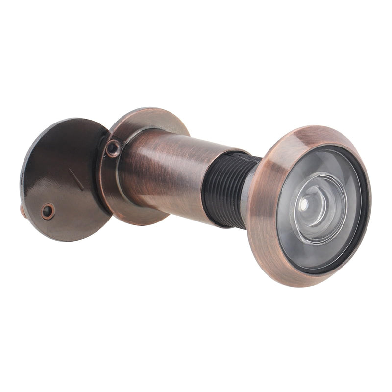 Door Viewer Peep Hole, 200-degree Door Viewer, Peephole with Heavy Duty Rotating Privacy Cover for 1-1/2" to 2-3/8" Doors (Brushed Antique Copper) Brushed Antique Copper