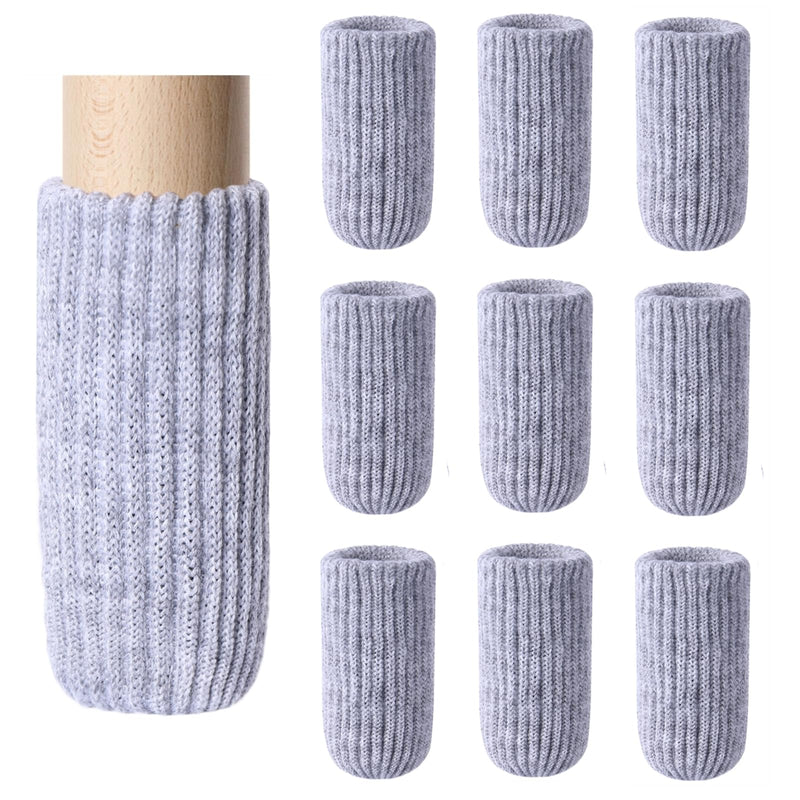 40 PCs Gray Furniture Leg Socks - High Elastic Knitted Chair Leg Floor Protectors, Thickening Chair Leg Covers Set, Move Easily and Reduce Noise 40pcs Grey