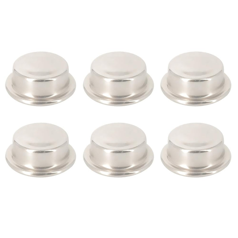 Push on Pushnut Cap Stud 1/2 Inch Axle Cap Nut Zinc Mech Finish for Hand Trucks, Rolling Bins, and Lawn Wagons - 6 Pack 1/2”