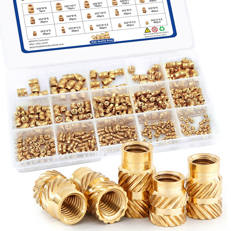 415Pcs M2 M3 M4 M5 M6 Threaded Inserts for Plastic Heat Set Insert Brass Insert Assortment Kit for 3D Printing Injection Molding Press Thread Nuts 415pcs Nut Inserts
