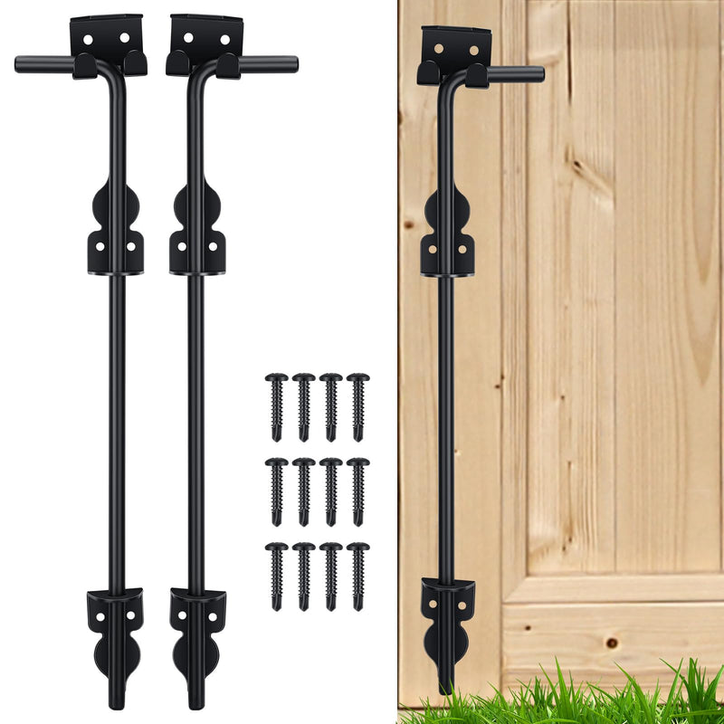 Zonon Cane Bolt Fence Gate Drop Rod Ground Gate Hardware Latch Stopper Door Drop Pin for Wooden Fences Metal Double Doors Black, Black Finish(24 Inches) 24 Inch