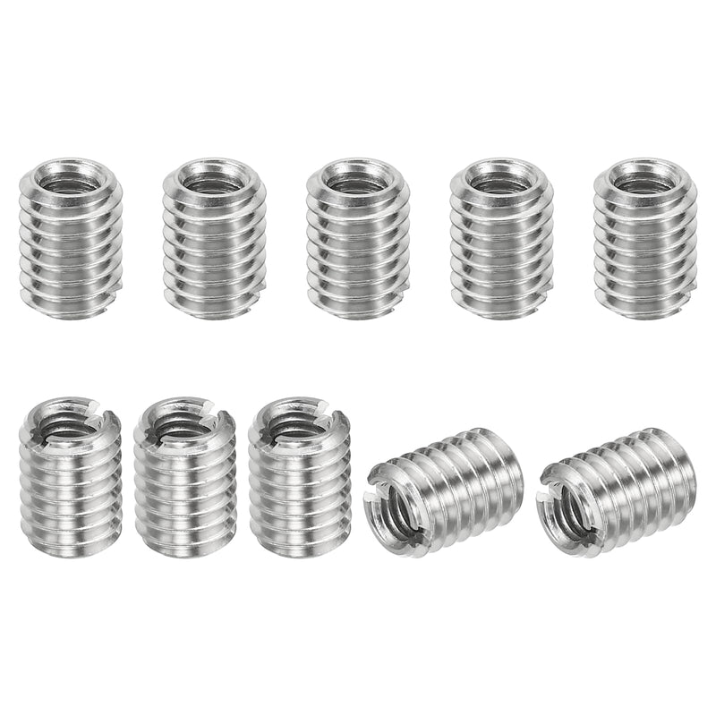 PATIKIL Thread Adapters Sleeve Reducing Nut, 10 Pcs M6*1 Male to M4*0.7 Female Repairing Insert Nut Screw Reducer Conversion Stainless Steel Fastener 8mm M4xM6x8mm