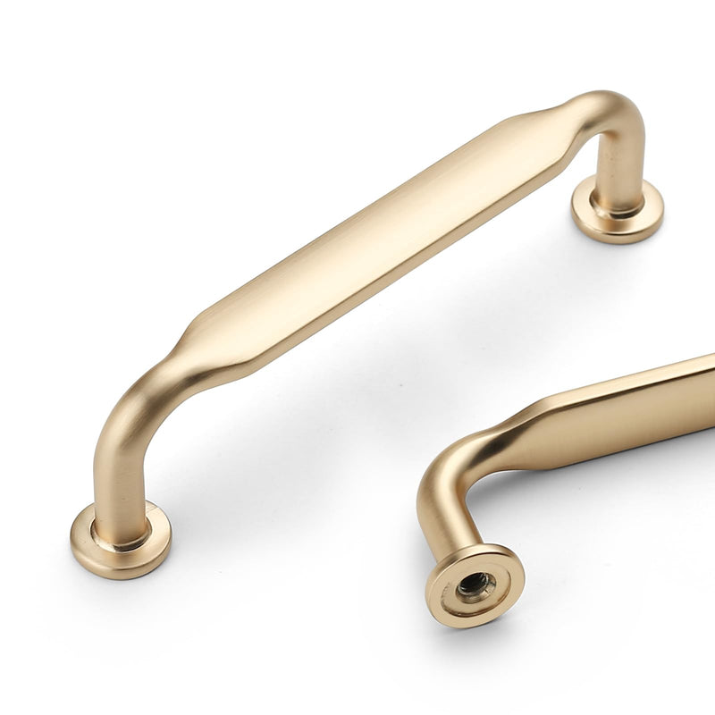 10 Pack Gold 3-3/4 Inch(96mm) Hole Center Kitchen Cabinet Handles Brushed Brass Cabinet Pulls Drawer Hardware for Cupboard Dresser Handles Bathroom 3-3/4"/96MM Hole Center 10 Pack
