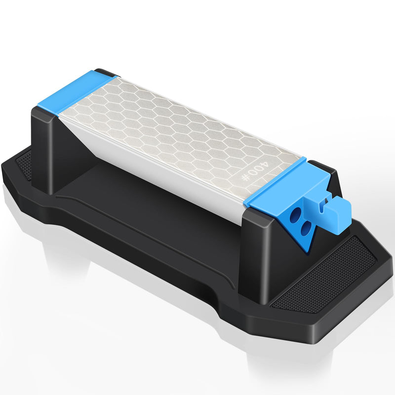 Diamond Sharpening Stone,3 Side 400/1000/6000 Grit Premium Industrial Diamond & Ceramic Whetstone Knife Sharpener Stone With Edge Grip holder and Non-slip Base Diamond and Ceramics Sharpening Stone With Silicone Base