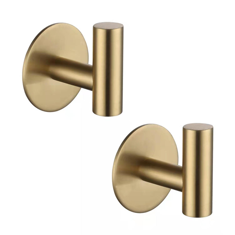 Self Adhesive Hooks 304 Stainless Steel Heavy Duty Hangers Without Nails for Bathrooms Kitchen Livingroom Garage Hotel Waterproof Towel Hook-2 Pack (Gold) Gold-2pcs
