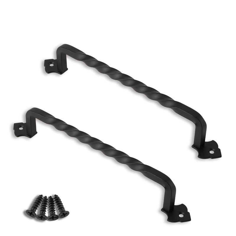 OVOV 2 Pack Barn Door Pull Handle Hardware for Wooden Garden Gate Shed Cabinet Door (9inch) 9inch Black