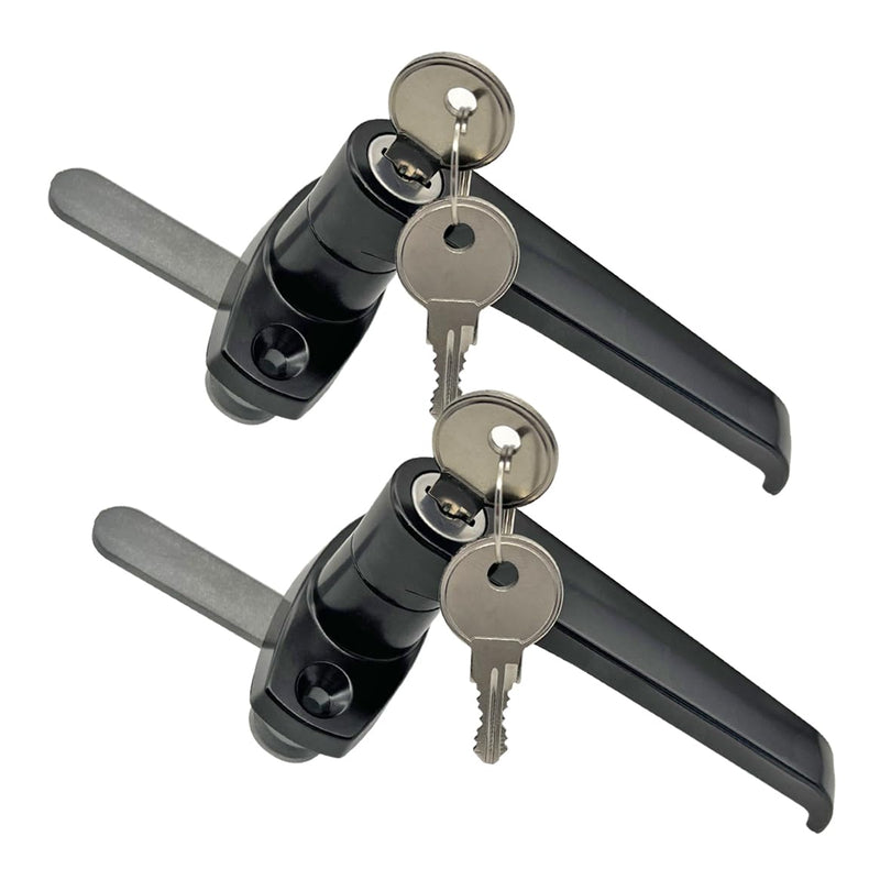 2 Sets Purocean Level Handle Cam Lock,L-Type Locking Door Handle,Cabinet Handle Lock(Black)