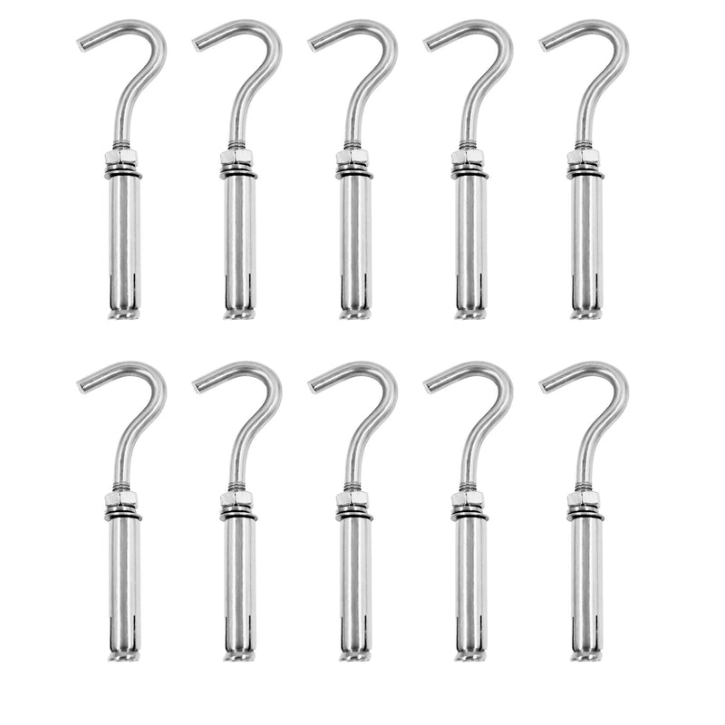 Concrete Wall Hook, 304 Stainless Steel Expansion Hook,Concrete Hook,Open Cup Hook, Heavy Duty Hooks Expansion Bolts for Concrete Brick Wall 5 Pack M6