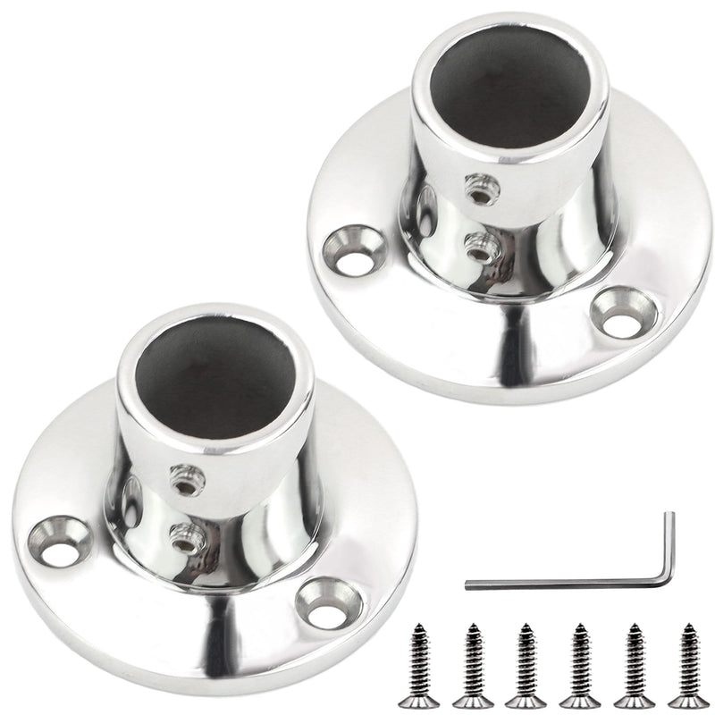 Stainless Steel Boat Rail Fittings 60/90 Degree Boat Railing Hardware Marine Grade Handrail Base for 7/8 or 1 inch O.D. Tube/Pipe with L Shape Hex Key and Screws round 90° for 7/8" Pipe