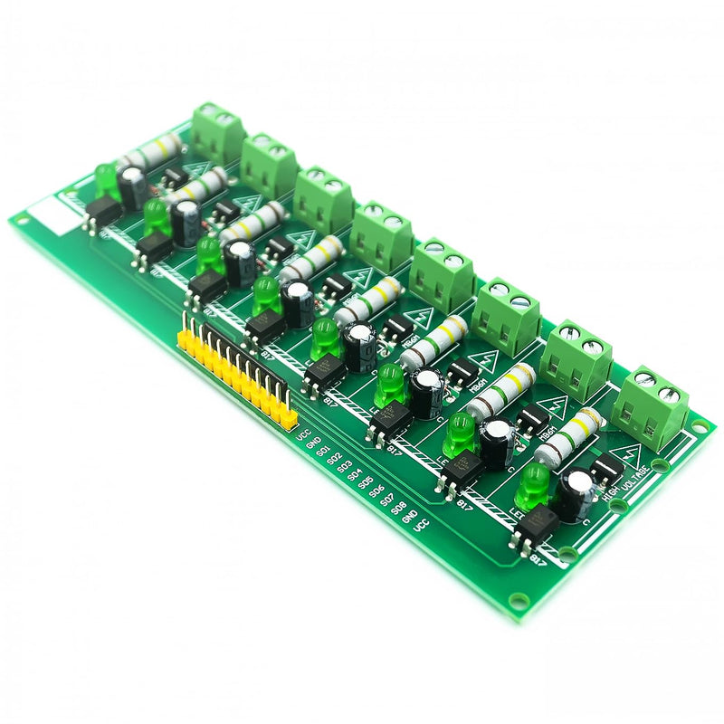 HiLetgo AC 220V Optocoupler Module AC Optocoupler Alternating Current Detect Module 3-5V or PLC 24V Level Power for PLC MCU(8 Channel) 8CH