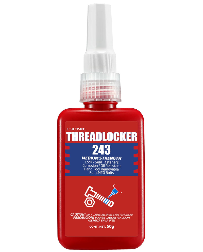 ESKONKE Blue Thread Locker 243 - Removable Threadlocker Metal Glue for Nuts, Bolts, Fasteners Medium Strength Screw Compound to Prevent Loosening & Corrosion 1.69 Oz/50 ml