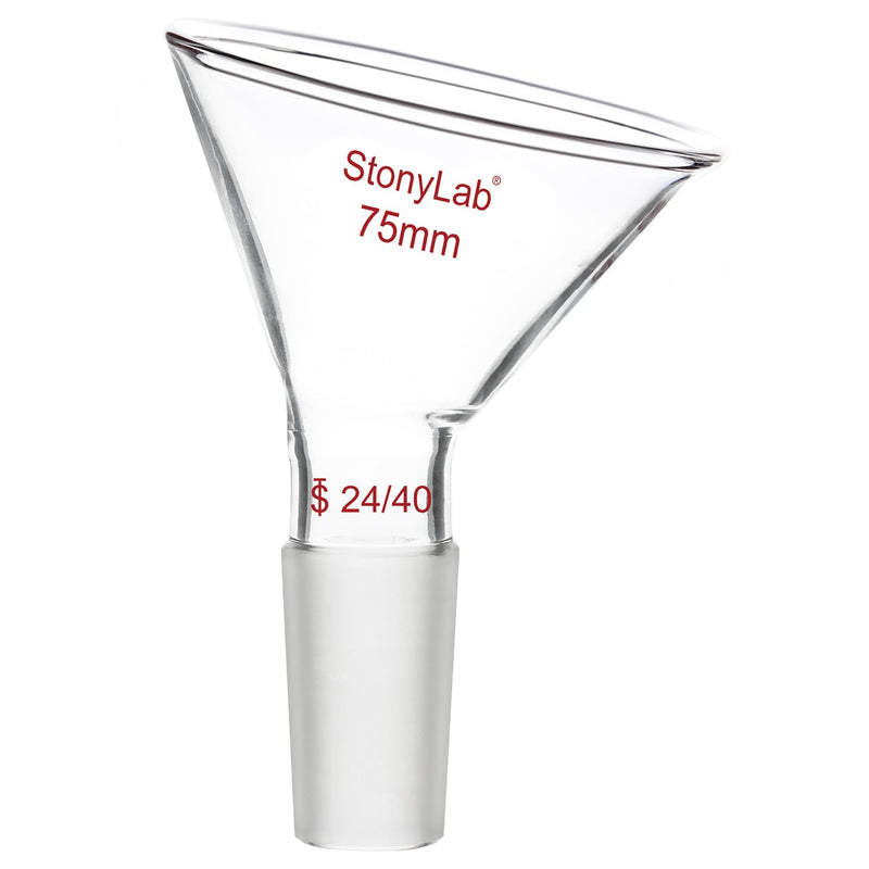 stonylab Glass Oblique Funnel 60 Offset Borosilicate Glass Powder Funnel with 24/40 Standard Joint for Laboratory Materials Supplementing, 75 mm 75 milliliters 1 XK-Funnel-60Du-24/40-75mm