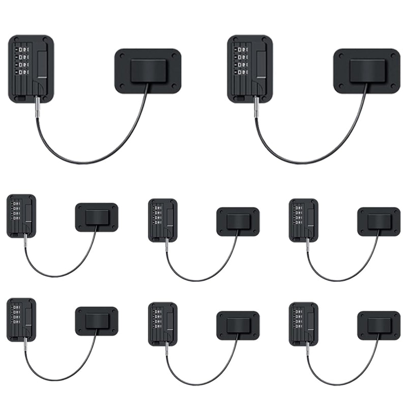 8 pcs Refrigerator Lock Fridge Freezer Door Lock with 4 Digit Lock Password, Mini Proof Door Lock for Kitchen Refrigerator, No-Drill Cabinet Locks for Windows,Closets,Drawers Doors(Black)