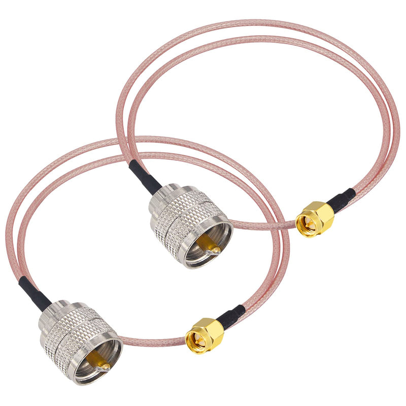 Boobrie SMA Male to PL259 UHF Male RG316 Coaxial Cable 50cm RF Coax CB Radio Pigtail Jumper 2-Pack SMA Male to UHF Male RG316 19.68inch