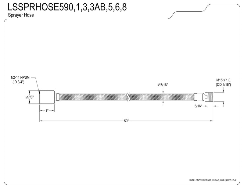 Kingston Brass LSSPRHOSE598 Faucet-Spray-Hoses, Brushed Nickel 59.00 x 1.00 x 1.00 in"