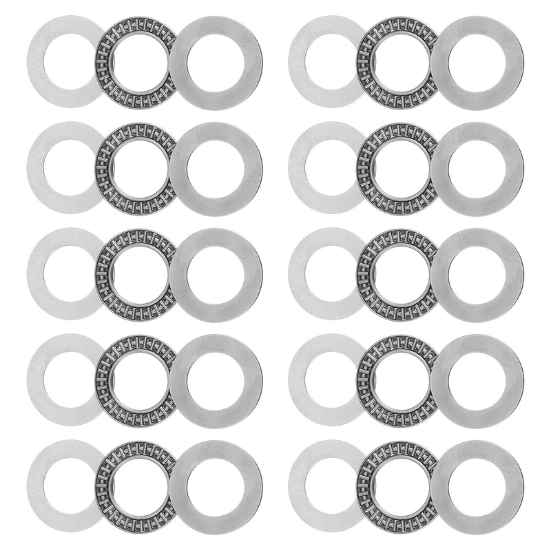 uxcell AXK2542 Thrust Needle Roller Bearings with Washers 25mm Bore 42mm OD 2mm Width 10pcs 25mm x 42mm x 2mm 10