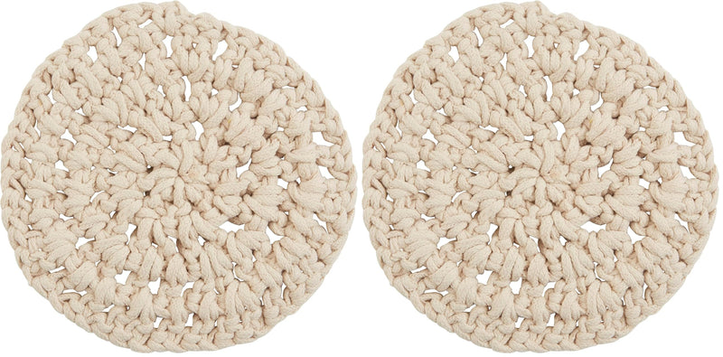 Mud Pie Knotted Cotton Trivet, 9" Dia, Cream (Pack of 2) 1 Count (Pack of 2)