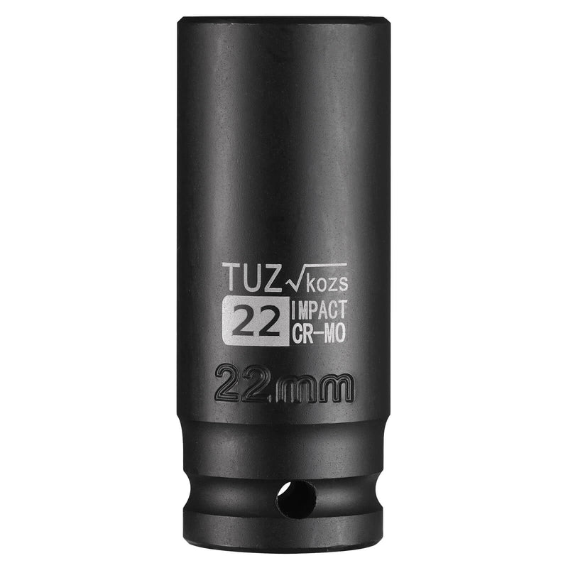 1/2-Inch Drive 22mm Deep Impact Socket with 6-Point Design, Heat-Treated Chrome Molybdenum Alloy Steel, Metric，Hex Deep Socket 1/2” Drive 22mm Deep 1/2” Drive Deep Socket