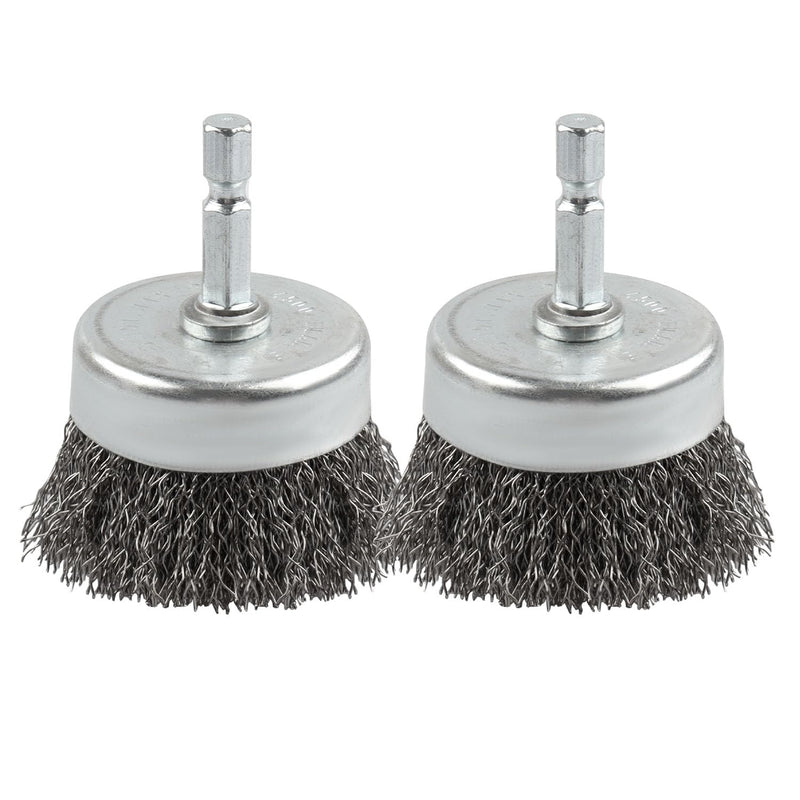 2 Pack Wire Cup Brush Set for Drill, WENORA Wire Brush for Drill 1/4 Inch Hex Shank, 0.010 Inch Coarse Carbon Steel Drill Wire Brush, Wire Brush Drill Attachments Rust Removal -2 Inch 2