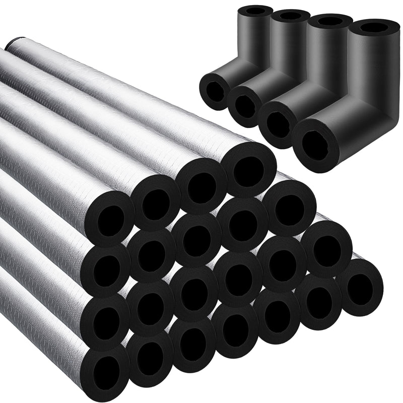 Friends 16 Pack Pipe Insulation Foam Tube Kit,Include 12 Self Adhesive Foam Soft Pipe Cover Insulation with 4 Elbow Foam Tubing and 24 Cable Tie for Outdoor Indoor Wrap(Fits 1/2 Inch Pipe) Fits 1/2 Inch Pipe