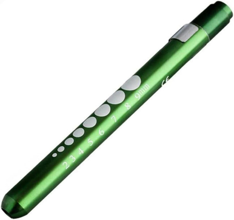 Katartizo Green Pen Light with Pupil Gauge LED Penlight for Nurses Doctors, Reusable Medical Penlight for Nursing Students Doctors