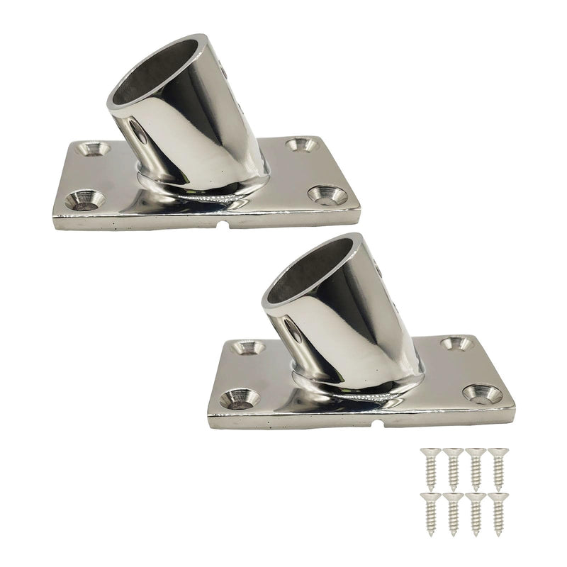 60 Degree Boat Deck Handrail Rail Fitting Rectangular Base 316 Marine Grade Stainless Steel for 1" Tube 2 Pack