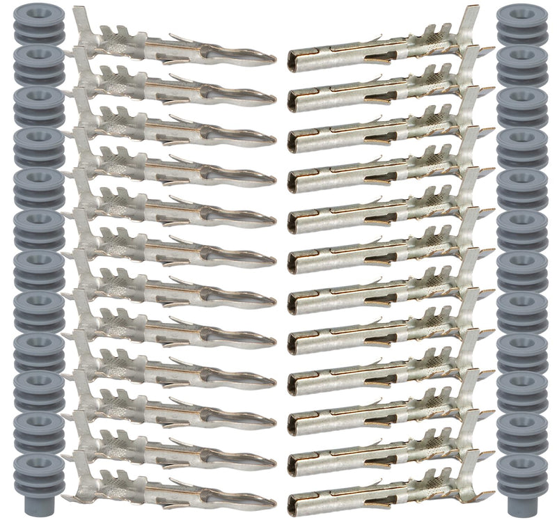 Weather-Pack Series 20 amp, (X12) Male and (X12) Female w/ (24 Grey Sealer) Terminal, Sockets and Pin 14-16 GA 14-16 AWG