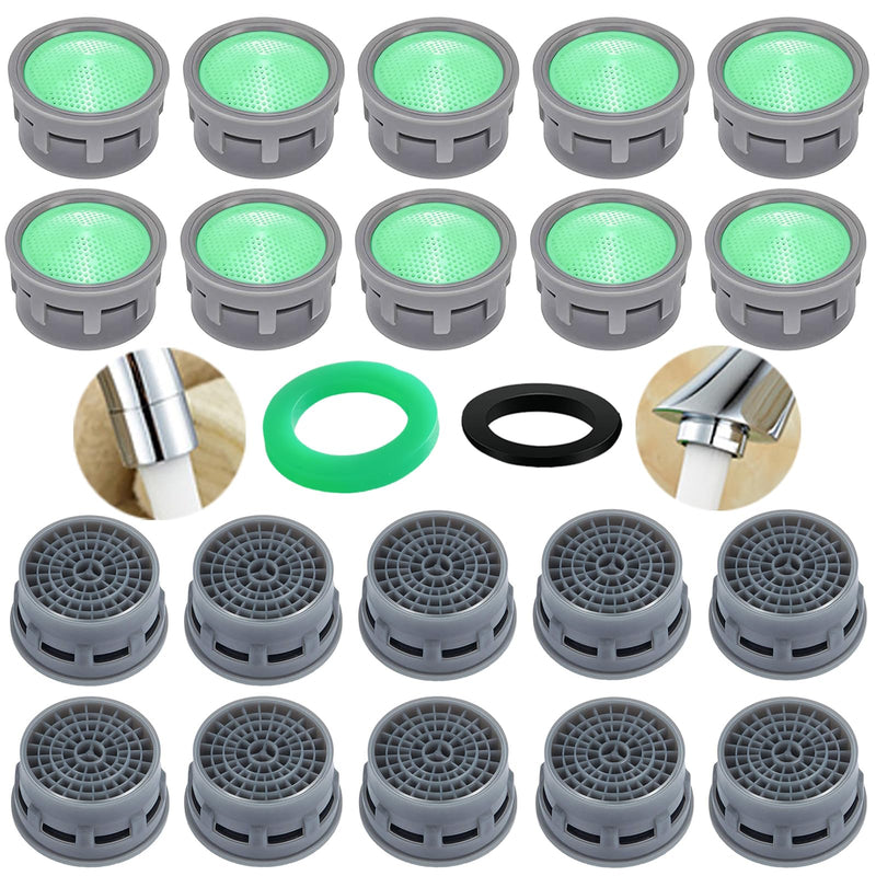 Faucet Aerator, 1.5 GPM Flow Restrictor Plug-In Faucet Aerator Replacement Parts for Bathroom or Kitchen (Green 20 Pieces) Green