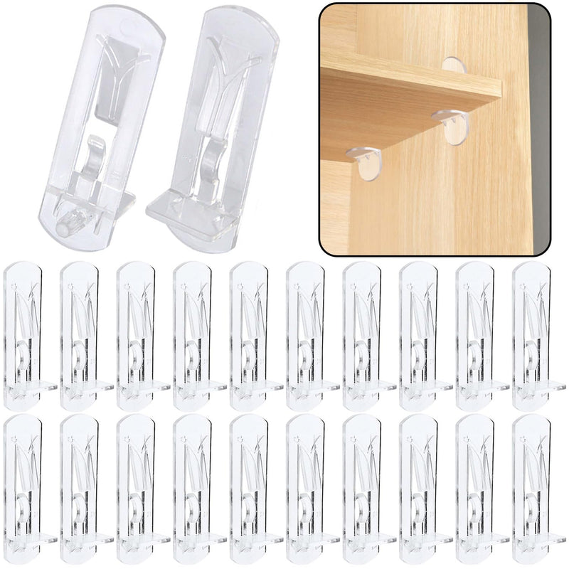 20pcs Plastic Locking Shelf Support Pegs,6.9mm Shelf Pins,Self-Locking Bracket Clips,Clear Shelf Pegs for for Kitchen Cabinet Furniture Book Shelves,6.9mm Peg x 3/4" Thick Shelves 20 6.9mm x 3/4" - NewNest Australia
