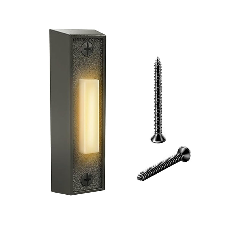 Lighted Doorbell Button Wired Door Bell Push Buttons LED Door Chime,Black Replacement Doorbell Button,Wall Mounted Doorbell Switch Wired Doorbells for Home Black Button,Warm Light