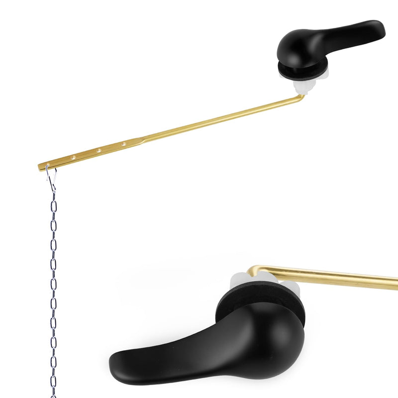 Hygie Rinse Universal Toilet Handle Replacement Kit Front Mount Toilet Lever Compatible with American Standard/Glacier Bay/Gerber, Toilet Flush Handle with Flapper Chain, Matteblack 1PC