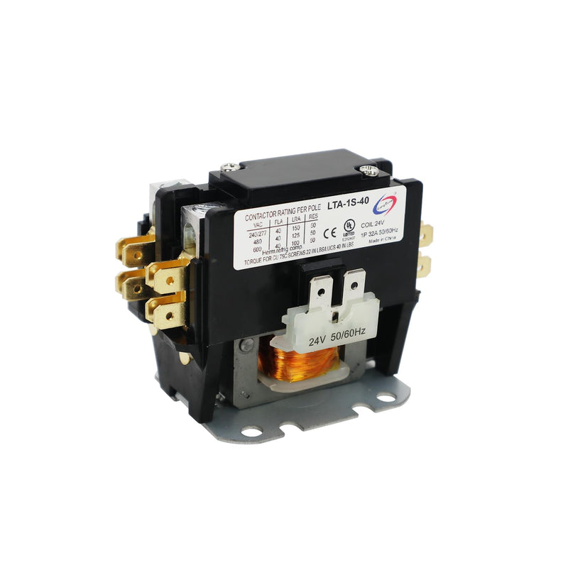 Long Term Heavy Duty 1 Poles 40 Amp 24V AC Compressor Contactor Air Conditioner Condenser AC Definite Purpose Contactor… 1P-40A-24V