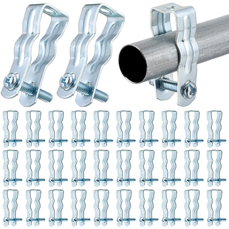 25 Pcs EMT Conduit Hanger with Bolt，Insulated Supports or Threaded Rods, Metal Galvanized Conduit Clamps Strut Straps and Hangers Rigid Conduit Pipe Fittings Conduit Mounting(1/2 Inch) 1/2 Inch