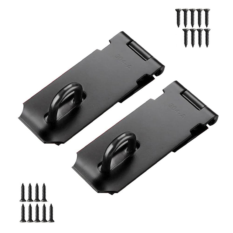 Door Hasp Padlock Latch Stainless Steel Safety Clasp Hasp Lock Latch Matte Black Finish 2 Pack (4inch) 4inch
